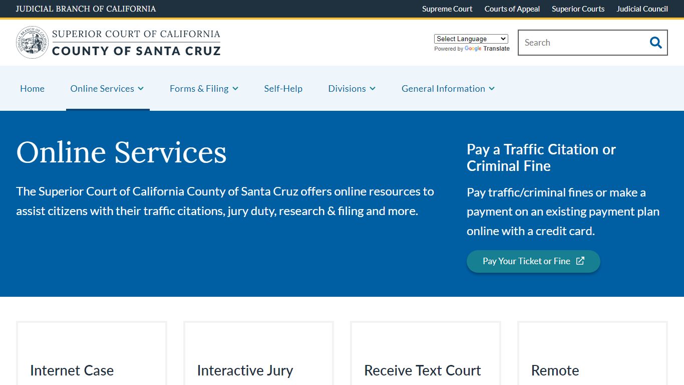 Online Services | Superior Court of California | County of Santa Cruz